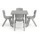 Soft Gray |#| 5 PC Plastic Activity Table and 4 Chairs Set, 10.5" Seat Height-Soft Gray