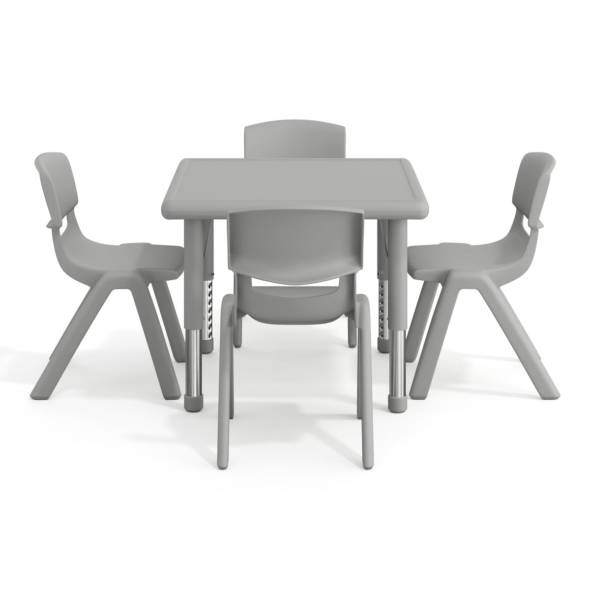 Soft Gray |#| 5 PC Plastic Activity Table and 4 Chairs Set, 10.5" Seat Height-Soft Gray