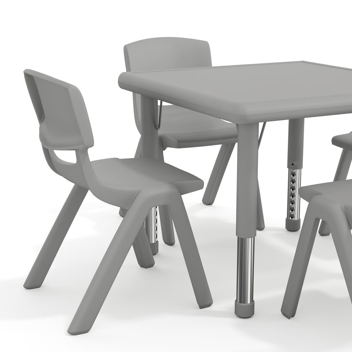 Soft Gray |#| 5 PC Plastic Activity Table and 4 Chairs Set, 10.5" Seat Height-Soft Gray