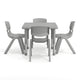 Soft Gray |#| 5 PC Plastic Activity Table and 4 Chairs Set, 10.5" Seat Height-Soft Gray