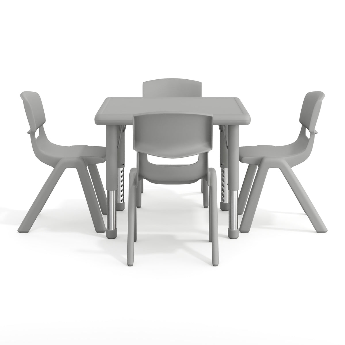 Soft Gray |#| 5 PC Plastic Activity Table and 4 Chairs Set, 10.5" Seat Height-Soft Gray