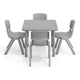 Soft Gray |#| 5 PC Plastic Activity Table and 4 Chairs Set, 10.5" Seat Height-Soft Gray