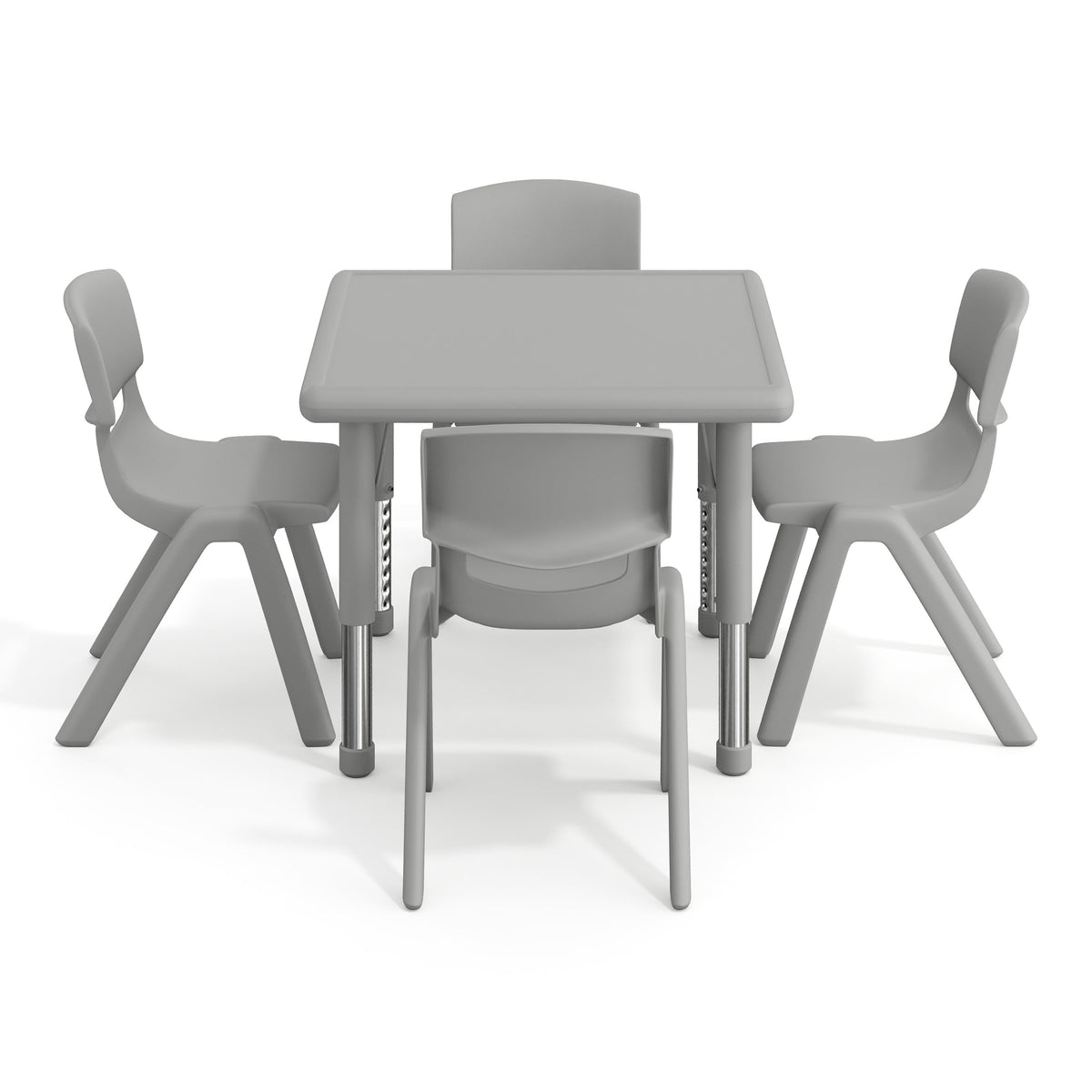 Soft Gray |#| 5 PC Plastic Activity Table and 4 Chairs Set, 10.5" Seat Height-Soft Gray