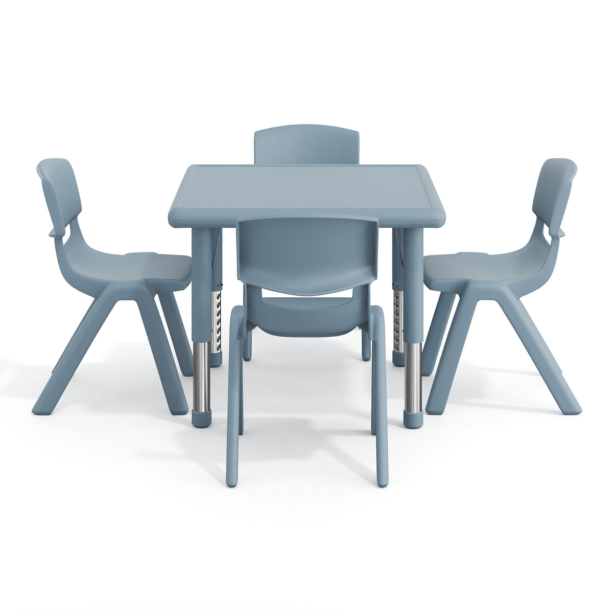 Dusty Blue |#| 5 PC Plastic Activity Table and 4 Chairs Set, 10.5" Seat Height-Dusty Blue
