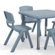 Dusty Blue |#| 5 PC Plastic Activity Table and 4 Chairs Set, 10.5" Seat Height-Dusty Blue