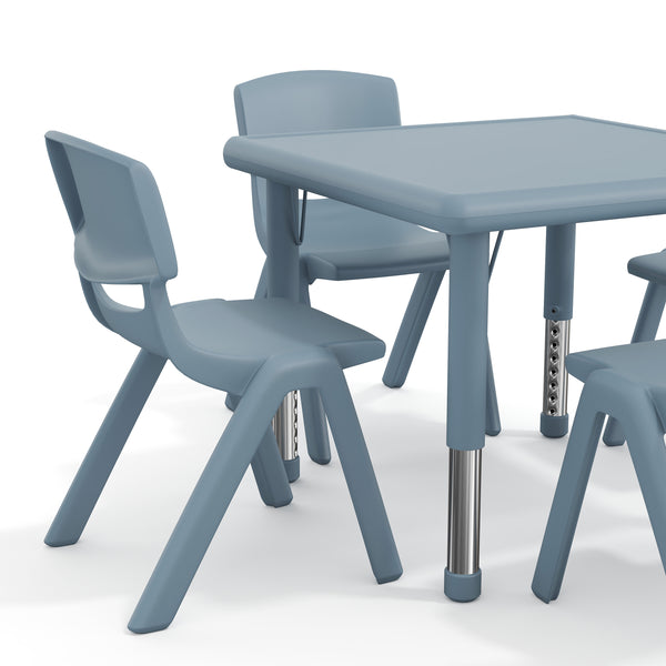Dusty Blue |#| 5 PC Plastic Activity Table and 4 Chairs Set, 10.5" Seat Height-Dusty Blue