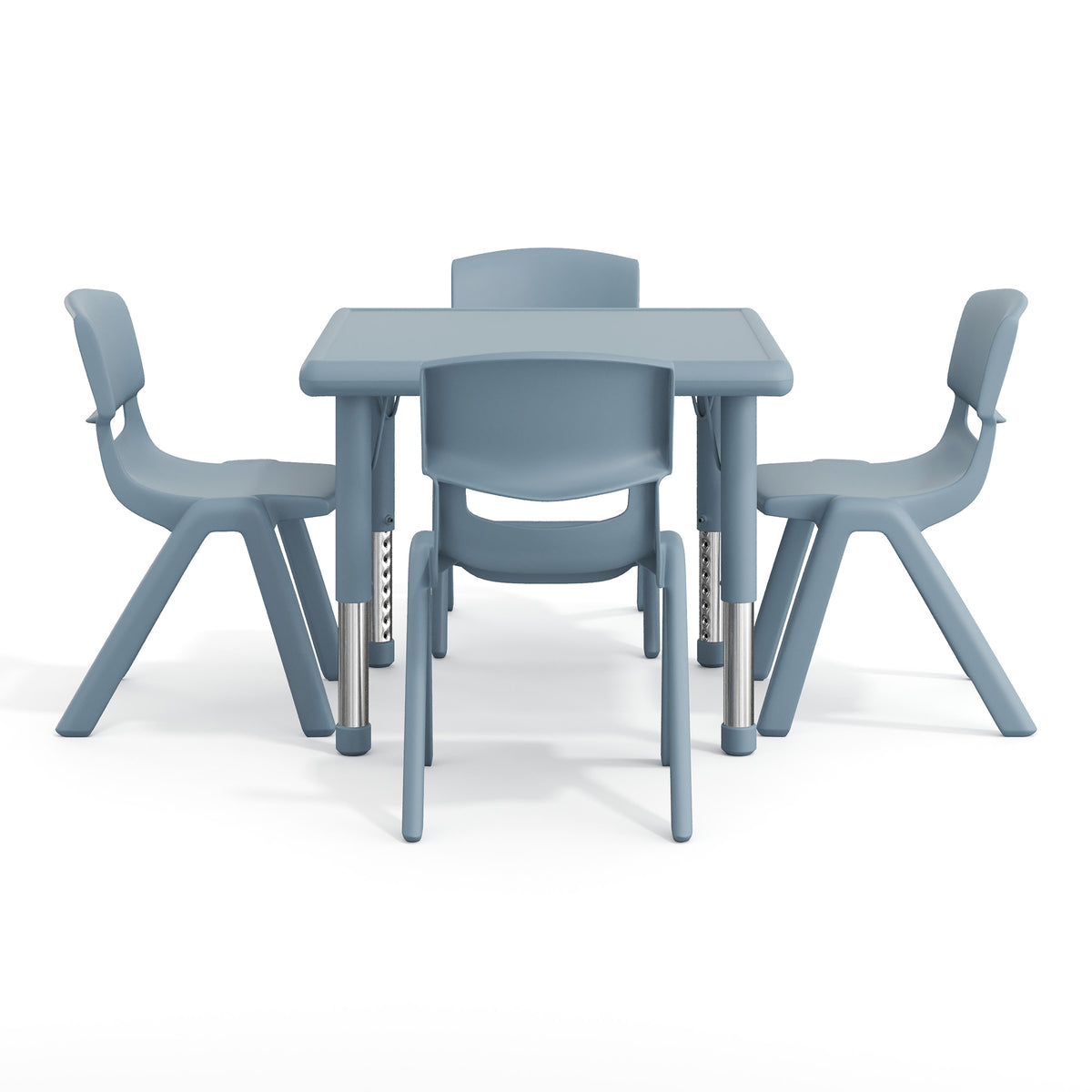 Dusty Blue |#| 5 PC Plastic Activity Table and 4 Chairs Set, 10.5" Seat Height-Dusty Blue