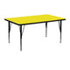 Yellow |#| 24inchW x 48inchL Rectangular Yellow HP Laminate Activity Table - Adjustable Legs