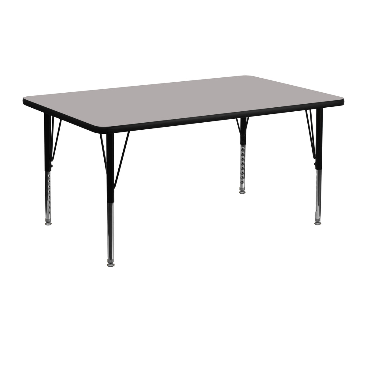 Gray |#| 24inchW x 48inchL Rectangular Grey HP Laminate Activity Table with Adjustable Legs