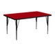 Red |#| 24inchW x 48inchL Rectangular Red Thermal Laminate Adjustable Activity Table