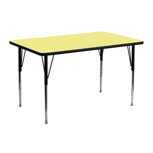 24''W x 48''L Rectangular Thermal Laminate Activity Table - Standard Height Adjustable Legs - View 1