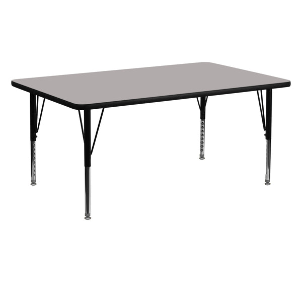 Gray |#| 24inchW x 60inchL Rectangular Grey HP Laminate Activity Table - Height Adjustable Legs