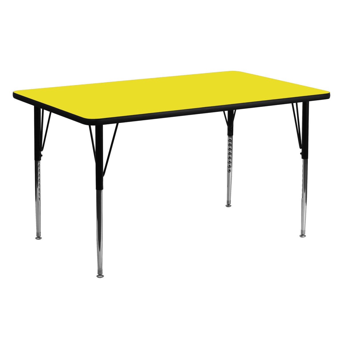 Yellow |#| 24inchW x 60inchL Rectangular Yellow HP Laminate Adjustable Leg Activity Table