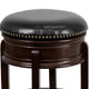 Cappuccino |#| 24inch High Backless Cappuccino Stool with Carved Apron & Black LeatherSoft Seat