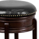 Cappuccino |#| 24inch High Backless Cappuccino Stool with Carved Apron & Black LeatherSoft Seat