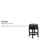 Cappuccino |#| 24inch High Backless Cappuccino Stool with Carved Apron & Black LeatherSoft Seat