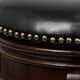Cappuccino |#| 24inch High Backless Cappuccino Stool with Carved Apron & Black LeatherSoft Seat