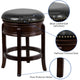 Cappuccino |#| 24inch High Backless Cappuccino Stool with Carved Apron & Black LeatherSoft Seat