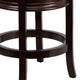 Cappuccino |#| 24inch High Backless Cappuccino Stool with Carved Apron & Black LeatherSoft Seat