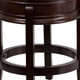 Cappuccino |#| 24inch High Backless Cappuccino Stool with Carved Apron & Black LeatherSoft Seat