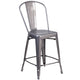 24inch High Clear Coated Indoor Counter Height Stool with Back