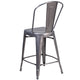 24inch High Clear Coated Indoor Counter Height Stool with Back