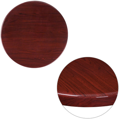 24'' Round High-Gloss Resin Table Top with 2'' Thick Drop-Lip