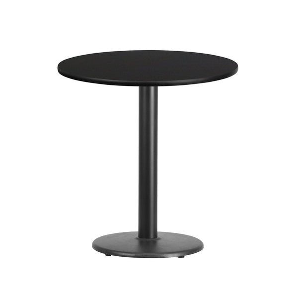 Black |#| 24inch Round Black Laminate Table Top with 18inch Round Table Height Base