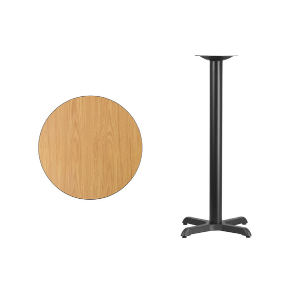 Black |#| 24inch Round Black Laminate Table Top with 22inch x 22inch Bar Height Table Base