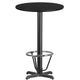 Black |#| 24inch Round Black Laminate Table Top & 22inchx 22inch Bar Height Base with Foot Ring