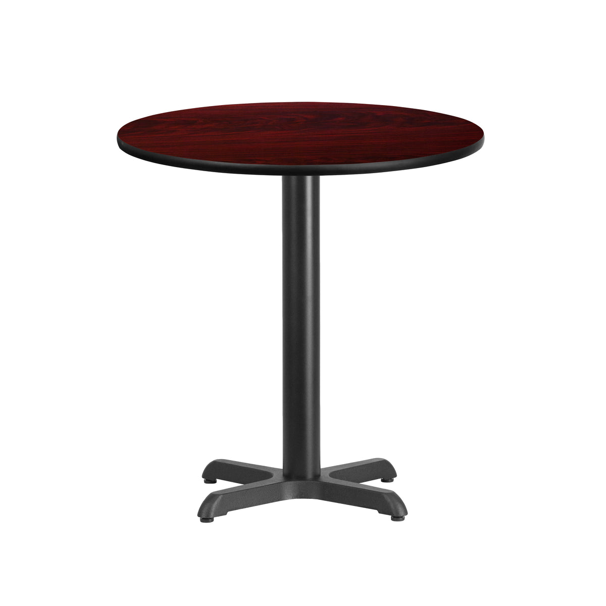 Mahogany |#| 24inch Round Mahogany Laminate Table Top with 22inch x 22inch Table Height Base