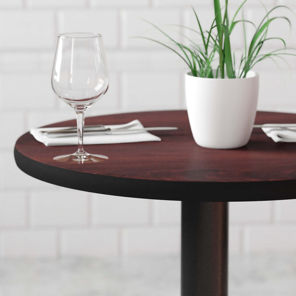 Mahogany |#| 24inch Round Table Top with Black or Mahogany Reversible Laminate Top