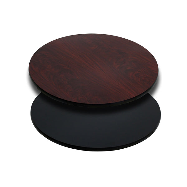 Mahogany |#| 24inch Round Table Top with Black or Mahogany Reversible Laminate Top