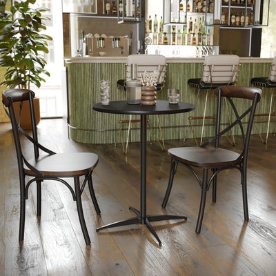24'' Round Wood Cocktail Table with 30'' and 42'' Columns - View 2