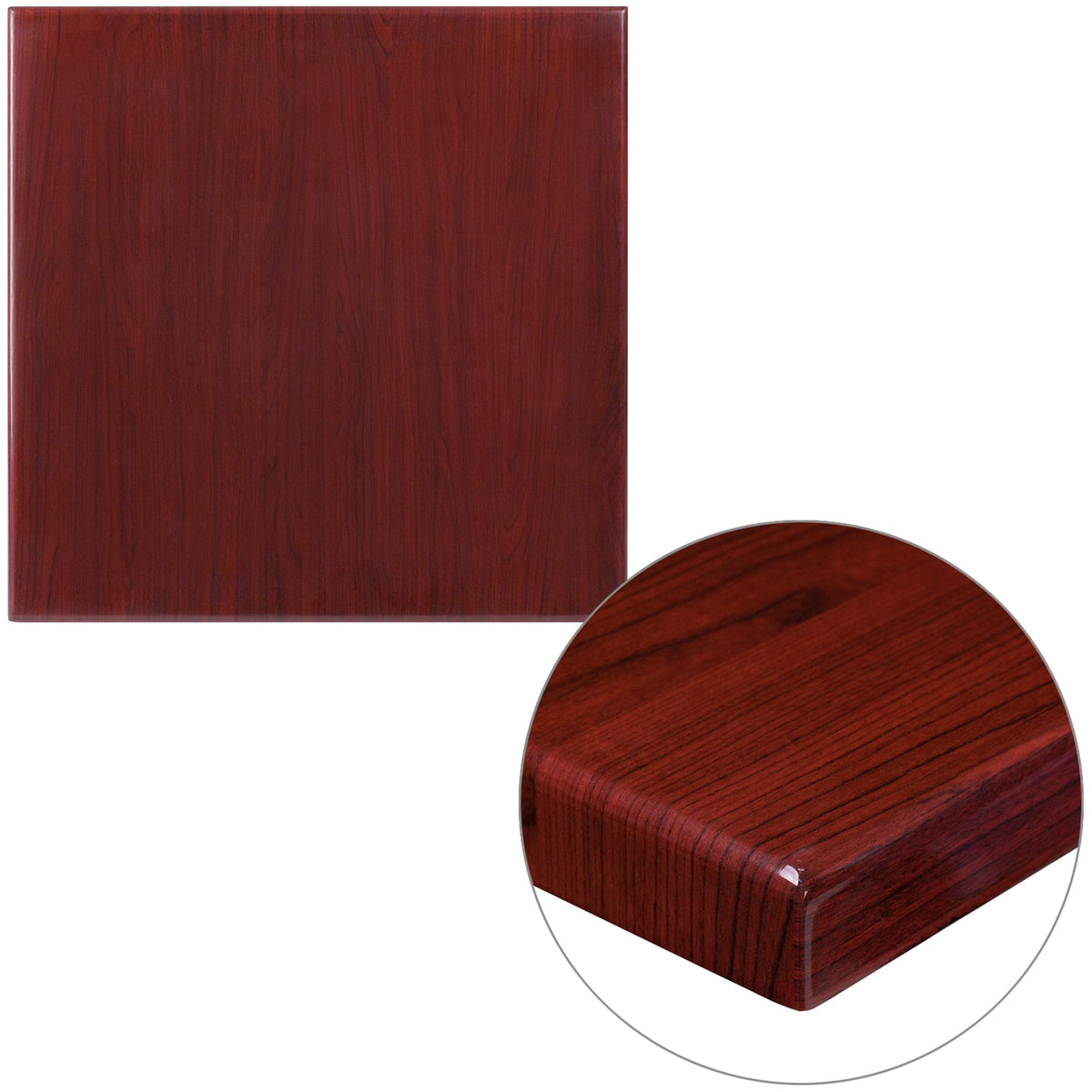 Mahogany |#| 24inch Square High-Gloss Mahogany Resin Table Top with 2inch Thick Drop-Lip