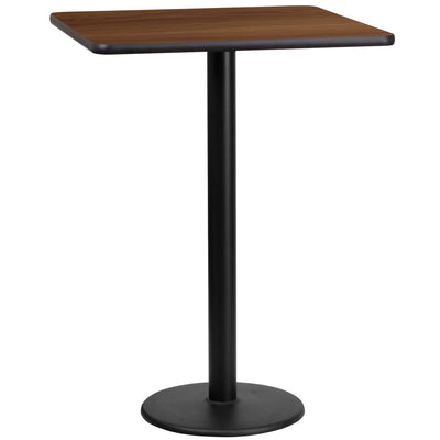 24'' Square Laminate Table Top with 18'' Round Bar Height Table Base