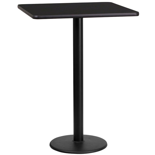 24'' Square Laminate Table Top with 18'' Round Bar Height Table Base - View 1