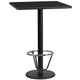 Black |#| 24inch Square Black Laminate Table Top with 18inch Round Bar Height Table Base