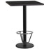 24'' Square Laminate Table Top with 18'' Round Bar Height Table Base and Foot Ring