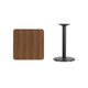 Walnut |#| 24inch Square Walnut Laminate Table Top with 18inch Round Table Height Base