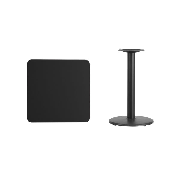 Natural |#| 24inch Square Natural Laminate Table Top with 18inch Round Table Height Base