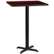 Mahogany |#| 24inch Square Mahogany Laminate Table Top with 22inch x 22inch Bar Height Table Base