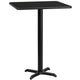 Black |#| 24inch Square Black Laminate Table Top with 22inch x 22inch Bar Height Table Base