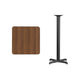 Walnut |#| 24inch Square Walnut Laminate Table Top with 22inch x 22inch Bar Height Table Base