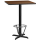 Walnut |#| 24inch Square Walnut Laminate Table Top & 22inchx 22inch Bar Height Base with Foot Ring