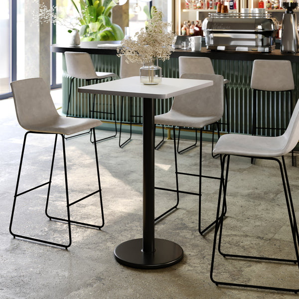 White |#| Commercial White Dining Table Top with Black Bar Height Base, 24" x 30"