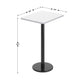 White |#| Commercial White Dining Table Top with Black Bar Height Base, 24" x 30"