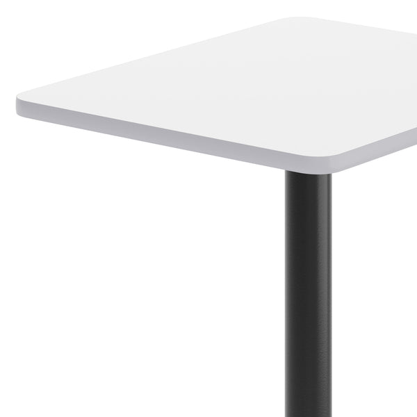 White |#| Commercial White Dining Table Top with Black Bar Height Base, 24" x 30"