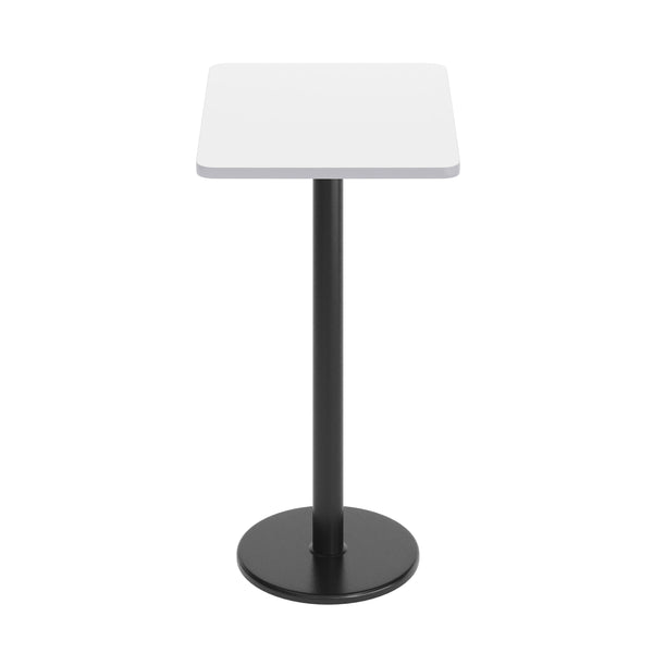 White |#| Commercial White Dining Table Top with Black Bar Height Base, 24" x 30"