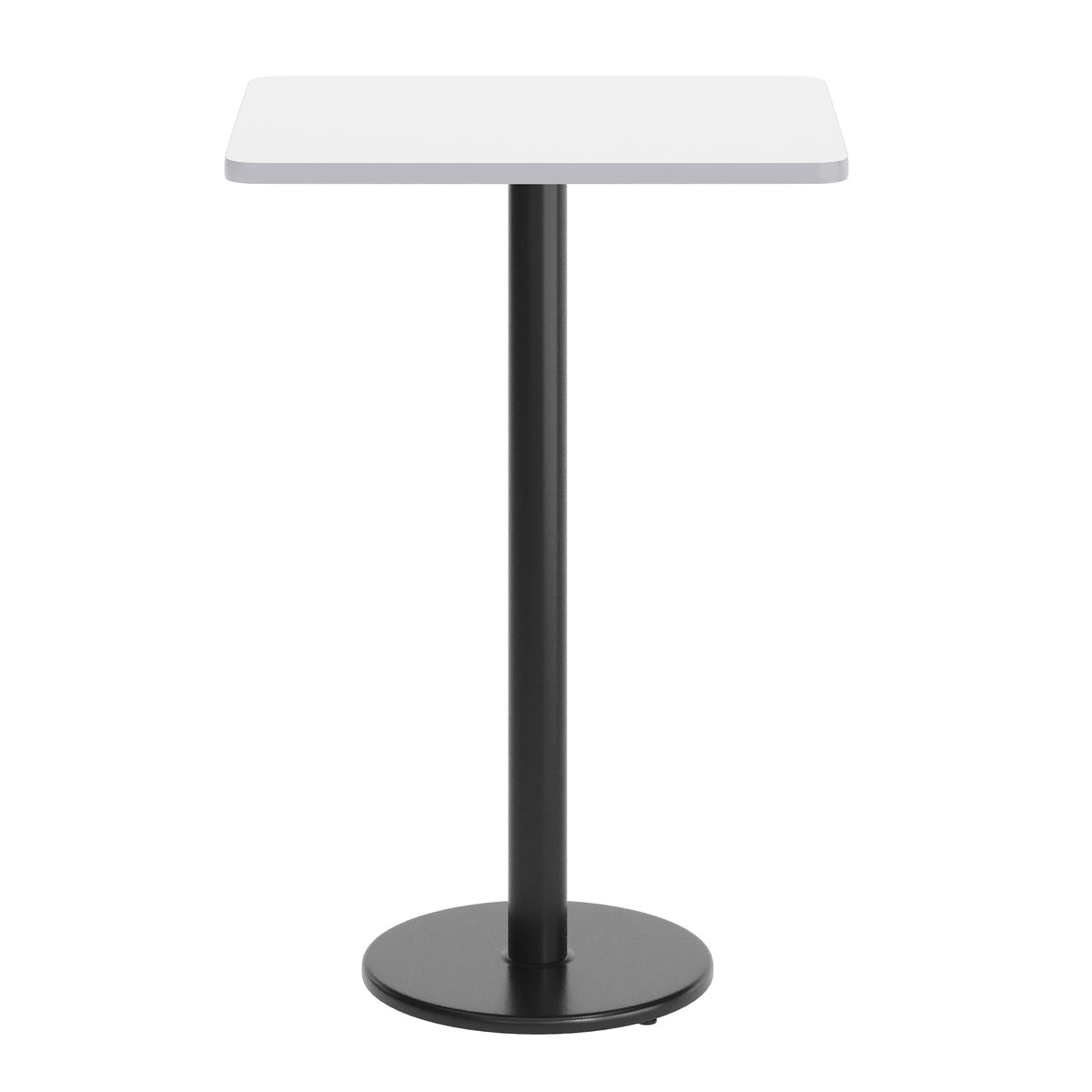 White |#| Commercial White Dining Table Top with Black Bar Height Base, 24" x 30"